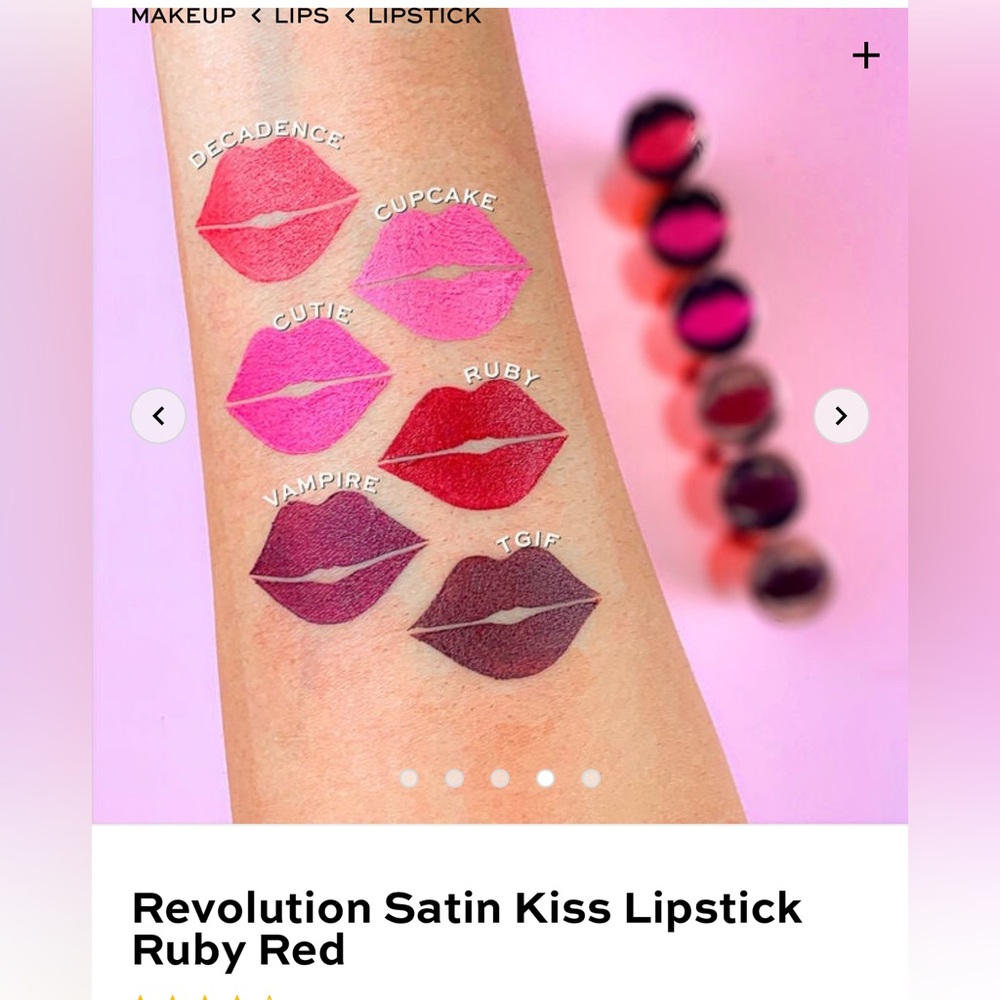 Revolution Satin Kiss‎ Lipstick Ruby Red - Picture 5 of 9